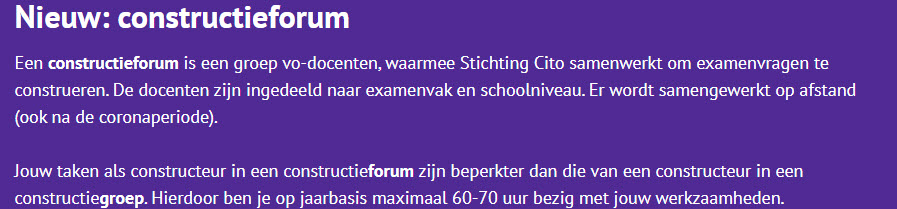 Cito constructieforum zoekt docenten