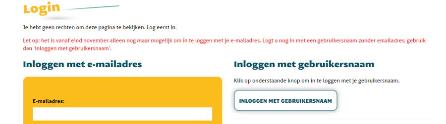 Inloggen op Platformsite met e-mailadres